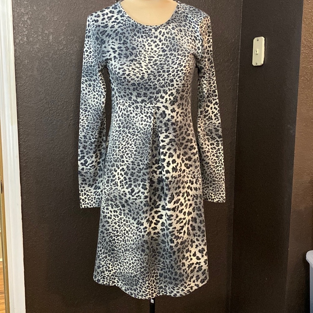 Pink Tartan Women's animal print cheetah fit and flare long sleeve‎ mini dress